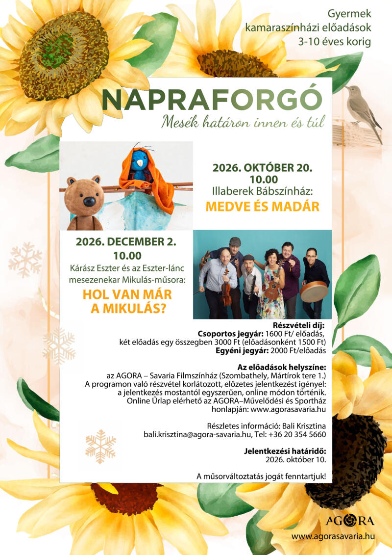 NAPRAFORGÓ – MEDVE ÉS MADÁR
NAPRAFORGÓ – MEDVE ÉS MADÁR