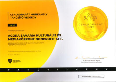 CSALDBART MUNKAHELY – AGORA-SAVARIA NONPROFIT KFT.